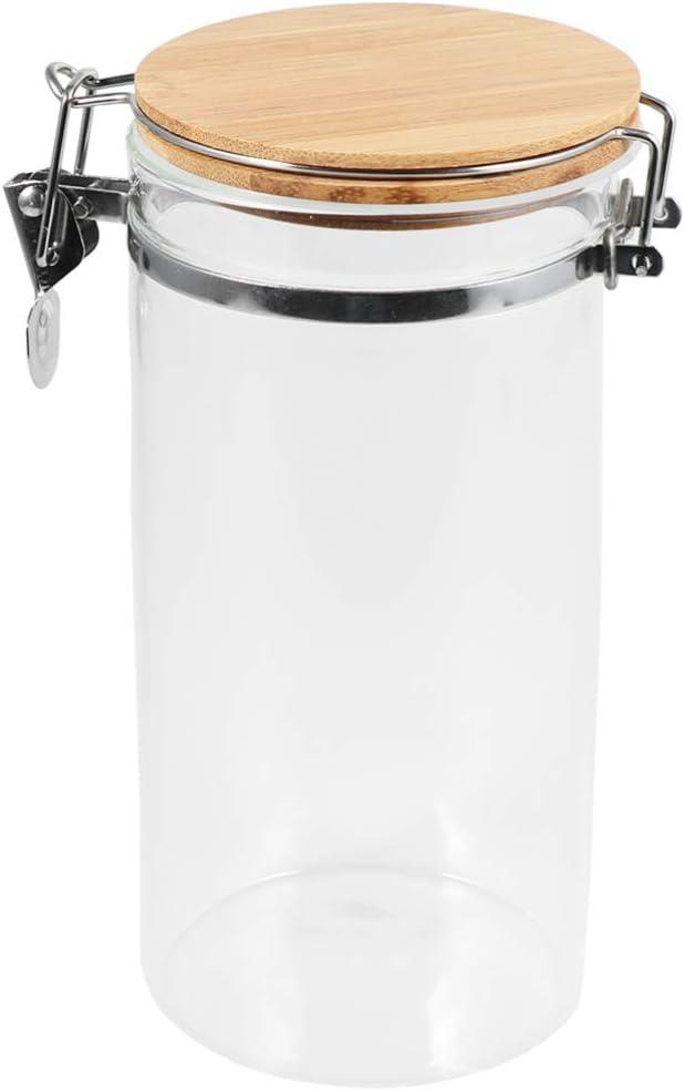 Yardwe Glass Storage Jars Airtight Coffee Canister Food Container 1420ml Sealed Jar with Bamboo Lids