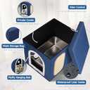 Cat Litter Box Enclosure, Foldable Hidden Litter Box with Mesh Storage Bag, Litter Box Furniture Hidden with Waterproof Inside, Easy Clean, Odor Control, Easy Assembly, 21.6L x 17.7D x 17.7H, Blue