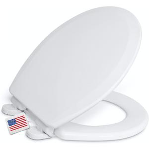 Centoco Round Toilet Seat, Slow Close, Wood Core/Plastic Finish, USA, Crane