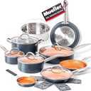 Mueller UltraClad Copper Pots and Pans Set, 14-Piece Kitchen Cookware Set, Non-Stick Coating, Aluminum Body, Includes Fry Pans, Deep Frying Pan, Sauce Pans, Dutch Oven and More