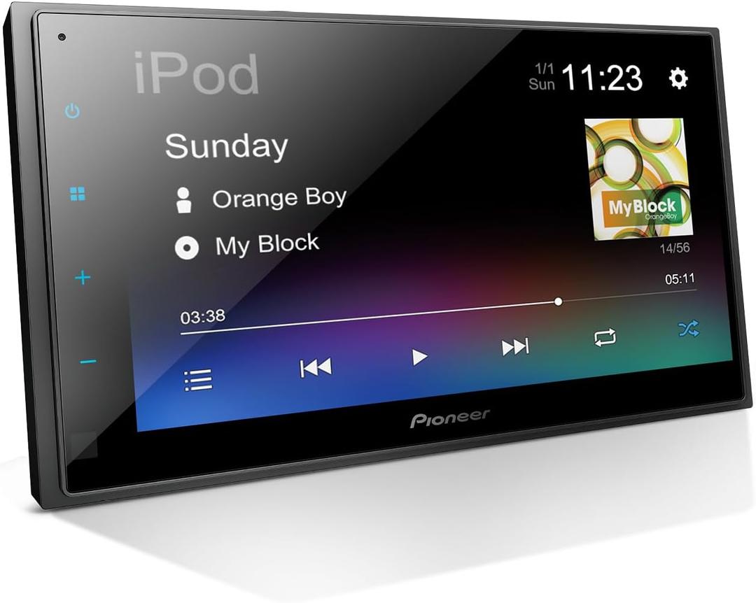 Pioneer DMH-130BT 6.8" Resistive Touchscreen, Double Din Bluetooth, Backup Camera, USB, FLAC, AM/FM Radio, Short Chassis, 50W x 4 Output, Steering Wheel Input