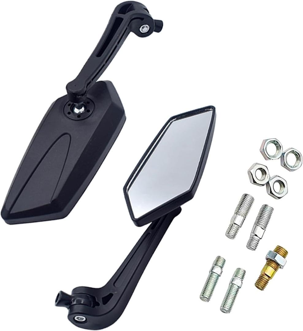 Diamall 2 PCS Motorcycle Rear View Mirrors, 360-degree Adjustable Wide Angle Rear View Mirror, Handle Rearview Mirror Modification, Universal for Motorcycle Dirt Bike Scooters (Black)