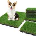 XLX TURF Interlocking Fake Grass Tiles Pad for Dogs Potty Training- 12" x 12" Pet Artificial Grass Squares with Drainage, 6 Pack
