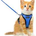 Dooradar Cat Harness and Leash Set, Escape Proof Safe Adjustable Kitten Vest Harnesses for Walking, Easy Control Soft Breathable Mesh Jacket with Reflective Strips for Cats, Blue, XXS