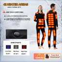 Heated Thermals Underwear Men Women: 42 Heating Zones Electric Thermal Long Johns Pants Set USB Base Layer (Black, L)