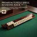 Tortoise Shell Mahjong Racks with Pushers, 17.5 Inch Extended Acrylic Majiang Tile Holder Set of 4, Non-Slip American Style Tabletop Accessories for Daily Tile Building