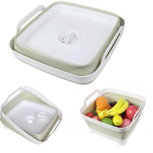 GIMWA Collapsible Wash Basin for Baby Bottles - 2.4 Gallons Portable Wash Bin for RV Camping Sink, Space-Saving Dish Tub (Green)