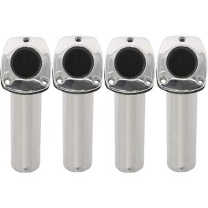 NovelBee 4pcs Fishing Rod Holders for Boat,Heavy Duty 316 Stainless Steel Marine Rod Holders Flush Mount 30 Degree with Liner,Gasket (Without Cap)
