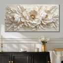 Large scale Flower canvas wall art Mural White Flower Abstract Decoration Painting Modern Nordic Plant Flower Poster Printing Living Room Dining Room Bedroom Office Corridor Home Decoration, 20x40 inches