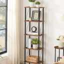 Narrow Bookshelf, 5-Tier Corner Bookcase, Storage Shelf for Small Space, Bolt-and-Nut Structure, for Living Room, Bedroom, Kitchen, Study, Balcony, Rustic Brown and Black TCJ05BF