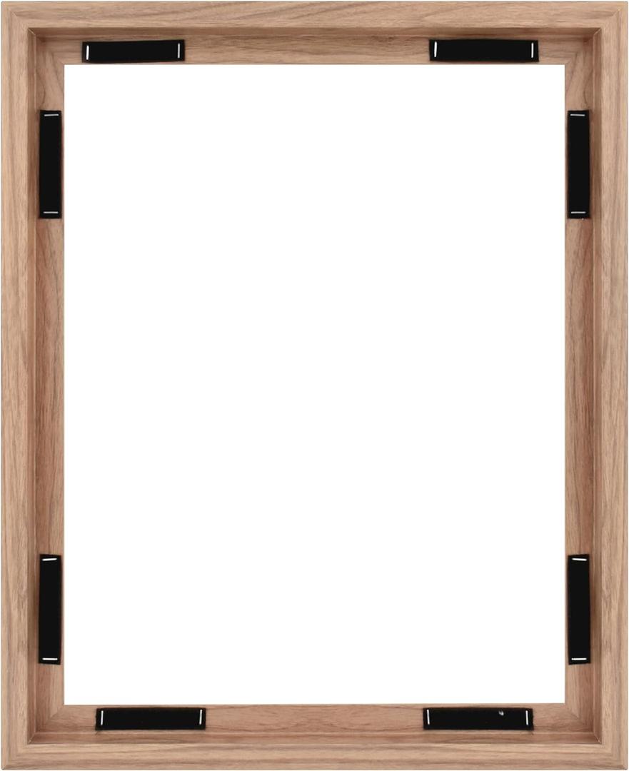 MCS Canvas Float Frames 16x20 Frame, Walnut Woodgrain for Finished Canvases, Vertical & Horizontal Wall Hanging Large with Adhesive for Canvas Paintings (1-Pack)