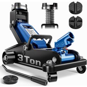 3 Ton Floor Jack, Alloy Steel Hydraulic Car Jack with Quick Lift & Cross-Shape Rubber Pad, 7.1-20.9 Inch Lifting Range for SUV Truck (6600 lbs)