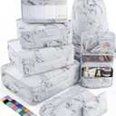 Veken 8 Set Packing Cubes for Travel Essentials, Suitcase Organizer Bags Set for Luggage, Road Trip Travel Accessories in 4 Sizes (Extra Large, Large, Medium, Small) (19-White Marble)