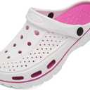 ChayChax Men's and Women's Arch Support Clogs Garden Shoes Slip-on Outdoor Beach Water Sandals with Removable Cushion Footbed (9.5-10.5 Women/8-9 Men, White)