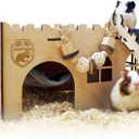 SoulThink Large Guinea Pig Hideout & House - Easy to Assemble Wooden Guinea Pig Castle with Hammock, Ramp and Toys Accessories Habitat Suitable for Hamsters and Chinchilla