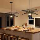 Booniture Pendant Light, Boho Bamboo Hanging Light with Adjustable Height