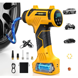 𝟗𝟔𝟎𝟎𝐦𝐀𝐡 Tire Inflator Portable Air Compressor - Corded/Cordless Tire Inflator - 𝐁𝐚𝐭𝐭𝐞𝐫𝐲 & 12V DC, Faster Inflation Handheld Air Compressor, 160PSI Air Pump for Car, SUV, Motorcycle, Bike