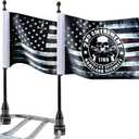 Motorcycle Flags 6" x 9" Antique US Flag 2ND Amendment Flag with Black Flagpole Mounts for 1/2" Motorcycle Luggage Rack for Harley Davidson Honda Suzuki Kawasaki Goldwing CB VTX CBR Yamaha(1 Pair)