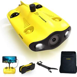 Chasing Gladius Mini Drone S Flash Pack - ROV - Up to 200 m - 4K UHD Camera - Including: Direct-Connect Remote Controller, 64GB SD card, Grabber Claw B, Backpack - Yellow