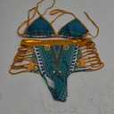 Zando Women Tribal Print Bikini African Metallic Swimsuit Two Piece Beachwear Cutout Halter Neck Bathing Suit Swimwear L