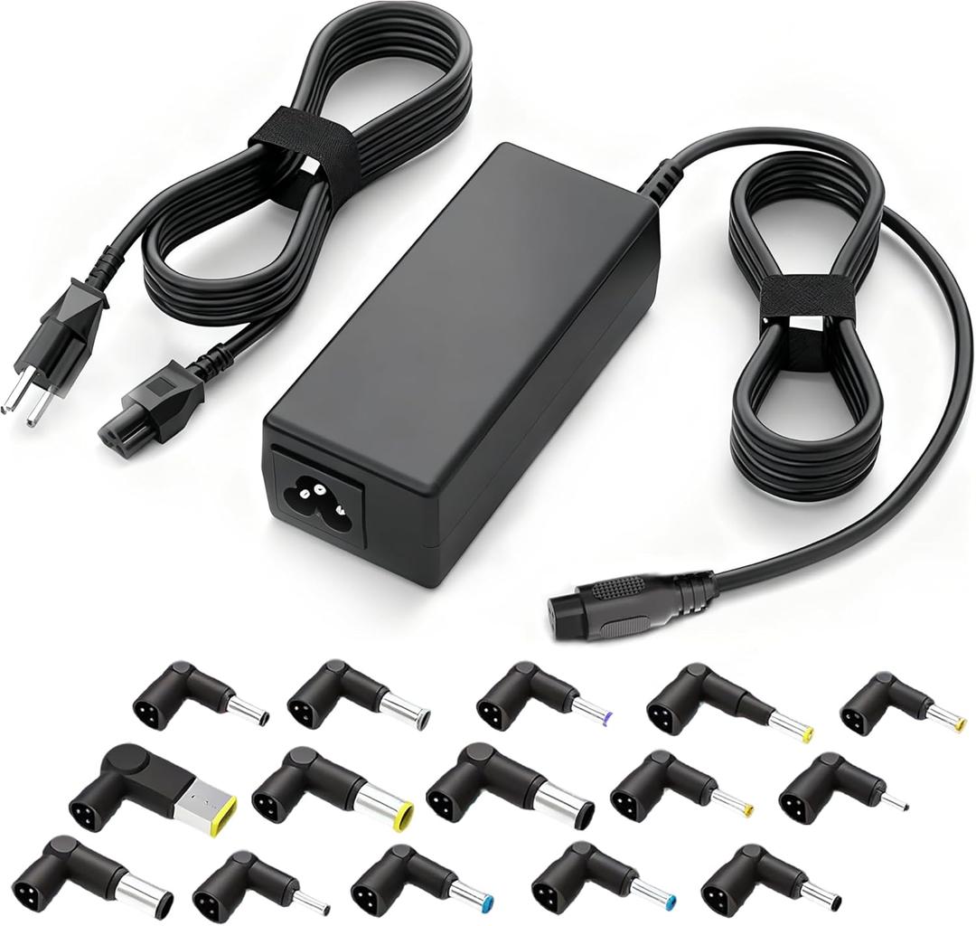 QFA 90W Universal Laptop Charger AC Adapter Compatible with Lenovo HP Dell Acer Asus Samsung IBM Sony Fujitsu Gateway Notebook Ultrabook Chromebook Computer Charger Power Supply Cord with 15 Tips