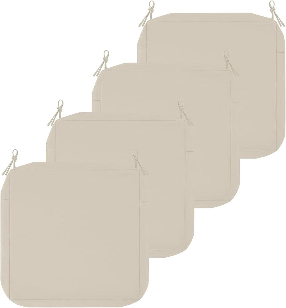 U'Artlines Outdoor Patio Cushion Covers Replacement Waterproof 24x22x4 Inch, Washable Sofa Chair Cushion Covers Seat Slipcovers for Outdoor Furniture Garden Backyard (Set of 4, Light Tan, Cover Only)