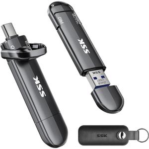 SSK USB Flash Drive 256GB SSD External, TLC NAND Solid State Drive Dual USBC USBA Port, Up to 1000MB/s High-Speed Portable 256GB USB Thumb Drive Stick for iPhone 15/16/17 Pro, Mac, Android, PC Backup
