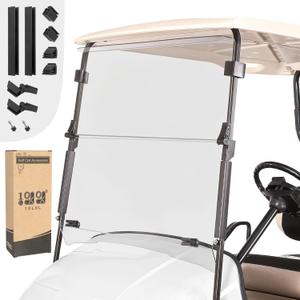 10L0L Golf Cart Windshield, Folding EZGO TXT Windscreen, Thick Golf Cart Windscreen kit, Upgrade Polycarbonate (PC) High Strength Impact Resistance, Fits EZGO TXT 1995-2013 & 2014+
