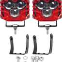 2.5inch LED Pod Lights Three-Eye 30W LED Fog/Driving/Off Road Lights Cube Spot Pods Light DT Connector for Truck Boat ATV UTV Pickup (2pcs Red)