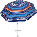 AMMSUN 7ft Heavy Duty High Wind Beach Umbrella Parasols with sand anchor & Tilt Sun Shelter, UPF 50+ Protection Outdoor Sunshade Umbrellas Carry Bag for Patio Garden Pool Backyard Multicolor