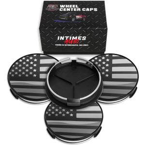 75MM 2.9 Inch Wheel Center Caps Rim Wheel Center Hub Caps, Pack of 4 Gloss Black with American Flag