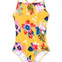 Girls Bathing Suits UPF 50+ Swimsuits Quick-Dry Cross-Strap for Toddlers & Kids 3-12T Sleeveless Sun Protection Yellow Flower