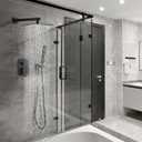 Shower Faucet Set, Matte Black Rainfall Shower System Complete Wall Mounted for Bathroom with 10 Inch Square Shower Head and Handheld Shower Head Rain Mixer Combo Set