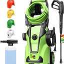 Professional Pressure Cleaner, 5000PSI Power Cleaner with Foam Cannon,4 Nozzles,33FT Hose and Soap Bottle, Car/Driveway/Patio Clean,Green