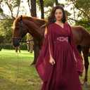 Scarlet Darkness Women's Renaissance Costume Wrap V Neck Medieval Dress Split Bell Sleeve Embroidery Fairy Dresses (M)