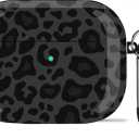 Olytop for Airpods 4 Gen Case 2024, Cute Leopard Air pods 4th Generation Protective Hard Skin Women Girl with Keychain for Apple iPod 4 Gen Case - Black/Grey Leopard