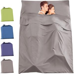 Travel and Camping Sheets Sleeping Bag Liner,Lightweight Travel Sheets for Hotel Portable Hotel Sleeping Bag Sack for Adults,Premium Soft Hotel Sleep Sheet for Traveling Hostels Picnic (82.5 X 45 Inch, Khaki Gray)