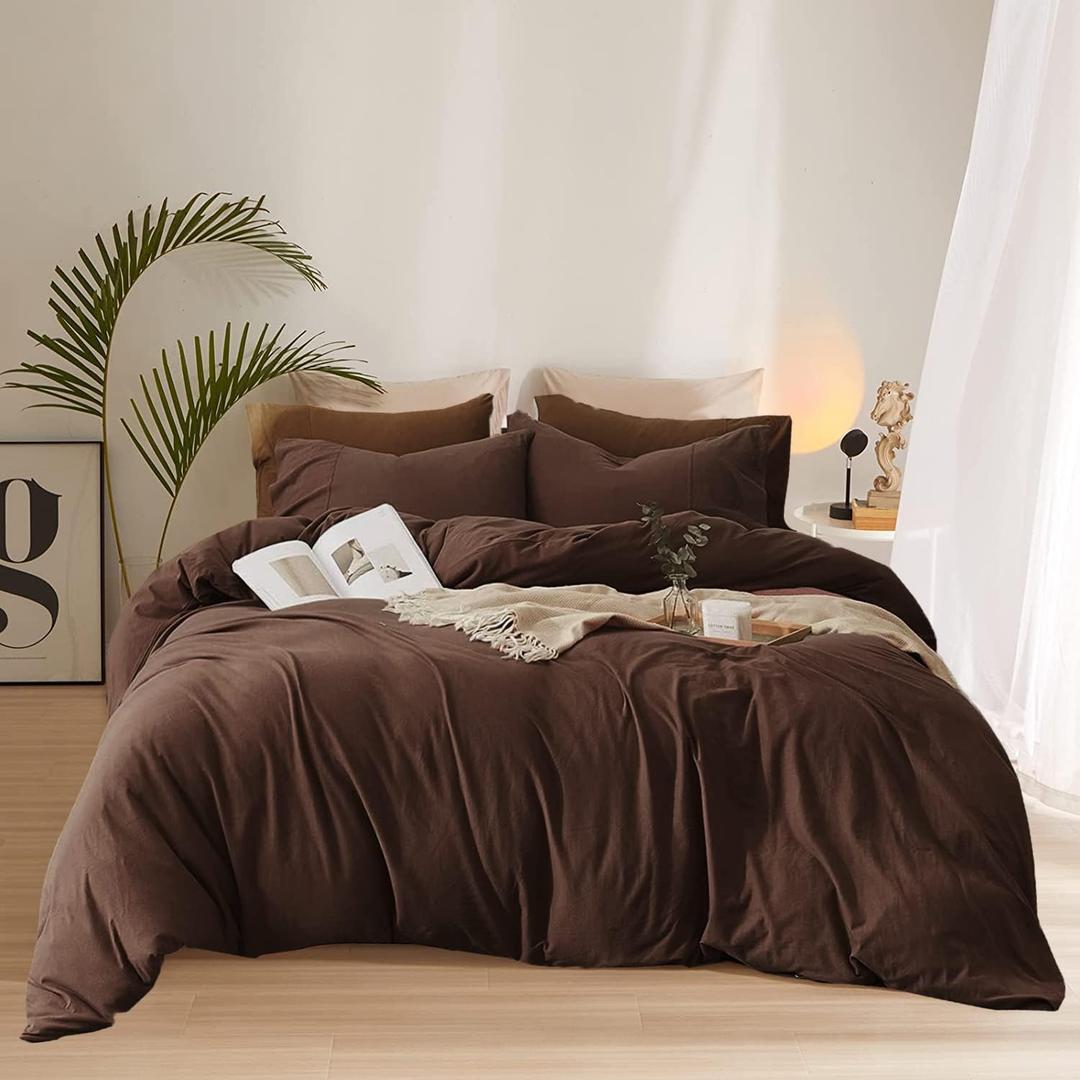 Pureant Brown Comforter Sets Full Solid Mocha Coffee Bedding Comforters Cotton Men Plain Dark Color Quilts Adults Chocolate Brownness Blankets Vintage Chestnut Comforters Teens Brown Dorm Bedding Soft
