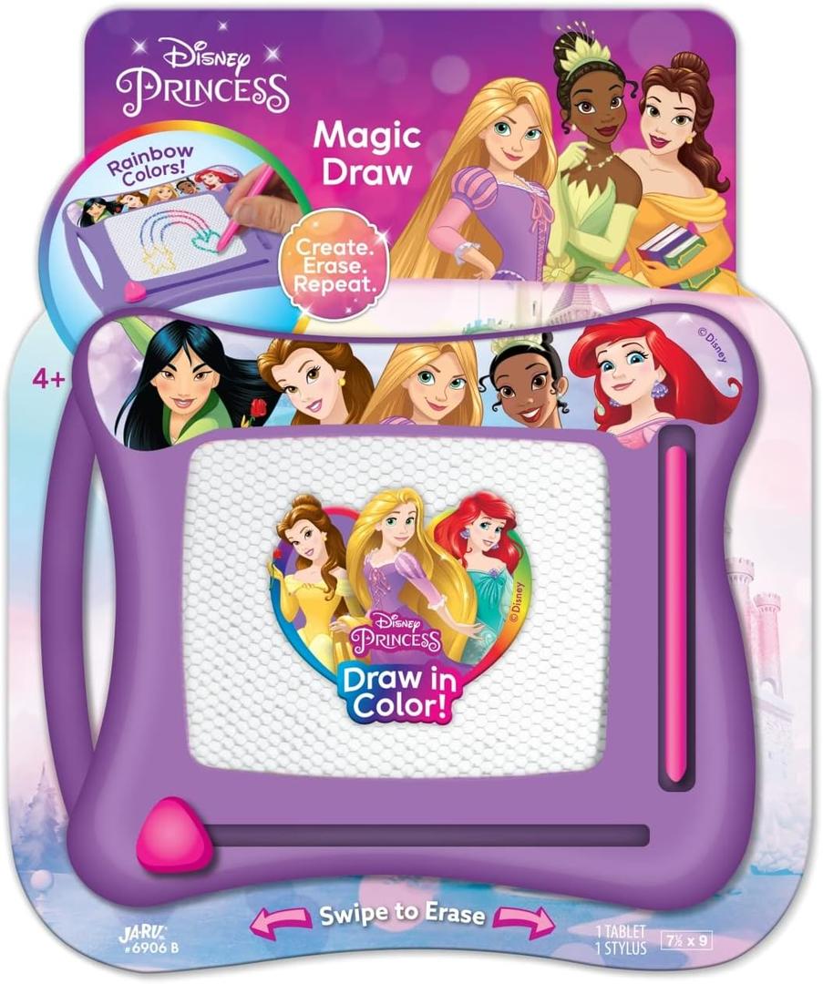 JA-RU Disney Princess Magic Draw-Magnetic Drawing Pad (1 Pack). Drawing Kids Board Car Trip Toys | Mess-Free Small Kids Write Board | Creative Activities and Travel Entertainment.B-6906-1s Purple