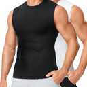 TAILONG 2 Pack Compression Shirt Men - Athletic Base Layer Sleeveless Workout Tank Top Slimming Undershirt XL