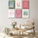 Christian Wall Art Coquette Aesthetic Decor Poster Pink Bow Canvas Wall Art Bible Verse Scripture Poster Religious Floral Prints Picture Christian Artwork for Living Room Bedroom 12x16x6 Ready to Hang