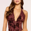 Petal Play Floral Burnout Halter Corset Top, Brown, XS