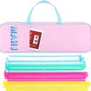 Aliceset Mahjong Rack Storage Bag 21 x 6.5 x 2 Inches Mahjong Gifts for Women Mah Jong Tile Bags with Zipper for Tiles and Pushers Rack Storage Bags Gifts Accessories(Only Bag)(Light Pink)