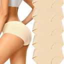 voenxe Women Seamless Hipster Underwear,No Show Ladies Panties Bikini,Full Coverage Breathable Briefs,Comfy,Invisible,5-Pack (Beige) M