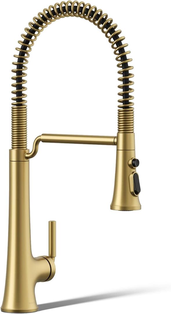 KOHLER 23765-2MB Tone Semi Professional Kitchen Sink Faucet, Pre-Rinse Kitchen Faucet, Commercial Faucet, Vibrant Brushed Moderne Brass