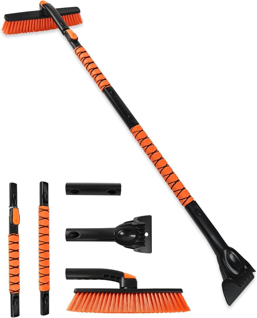 59" Ice Scrapers for Car Windshieldand Extendable Snow Brush with Foam Grip and 360° Pivoting Brush Head for Christmas Car Auto Truck SUV