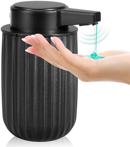 Automatic Soap Dispenser Liquid Touchless: 9oz Plastic Black - Rechargeable Electric Smart 3-Level Adjustable Modern Auto Soap Dispenser - Bathroom Kitchen Hand Dish Lotion