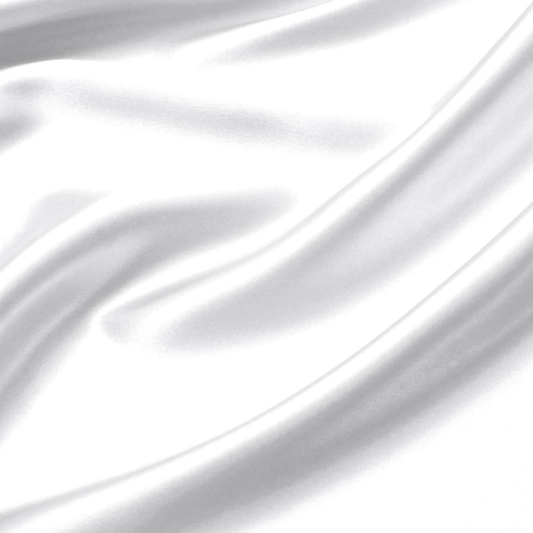 Satin Fabric 3 Yards 60" Wide Soft Silky Charmeuse Satin Fabric by The Yard Soild Fabric for Wedding Dress, Sewing, Crafts, Party Decorations, Backdrop, White