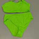 Milumia Girl's 2 Piece Swimsuits Criss Cross Spaghetti Strap Bikini Sets Swimwear Neon Green 11Y
