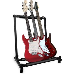 GeeWin Multi Guitar Stand, 3 Guitar Stand Rack, Folding Guitar Stand, Guitar Rack for Multiple Guitars for Acoustic, Electric Guitar, Bass, Guitar Holder Stand, Multiple Guitars Display (3 Holder)